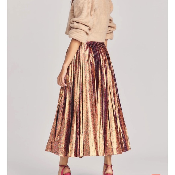 LoveShackFancy Lotty Midi Skirt Pink Orchid Size 4 - Picture 2 of 5